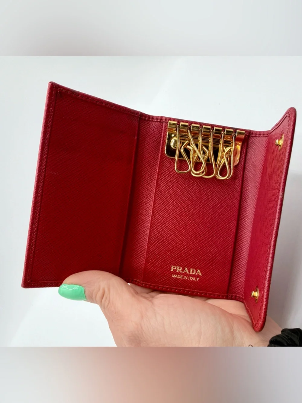 Prada Saffiano Leather Red Key Holder Wallet - Picture 6 of 10